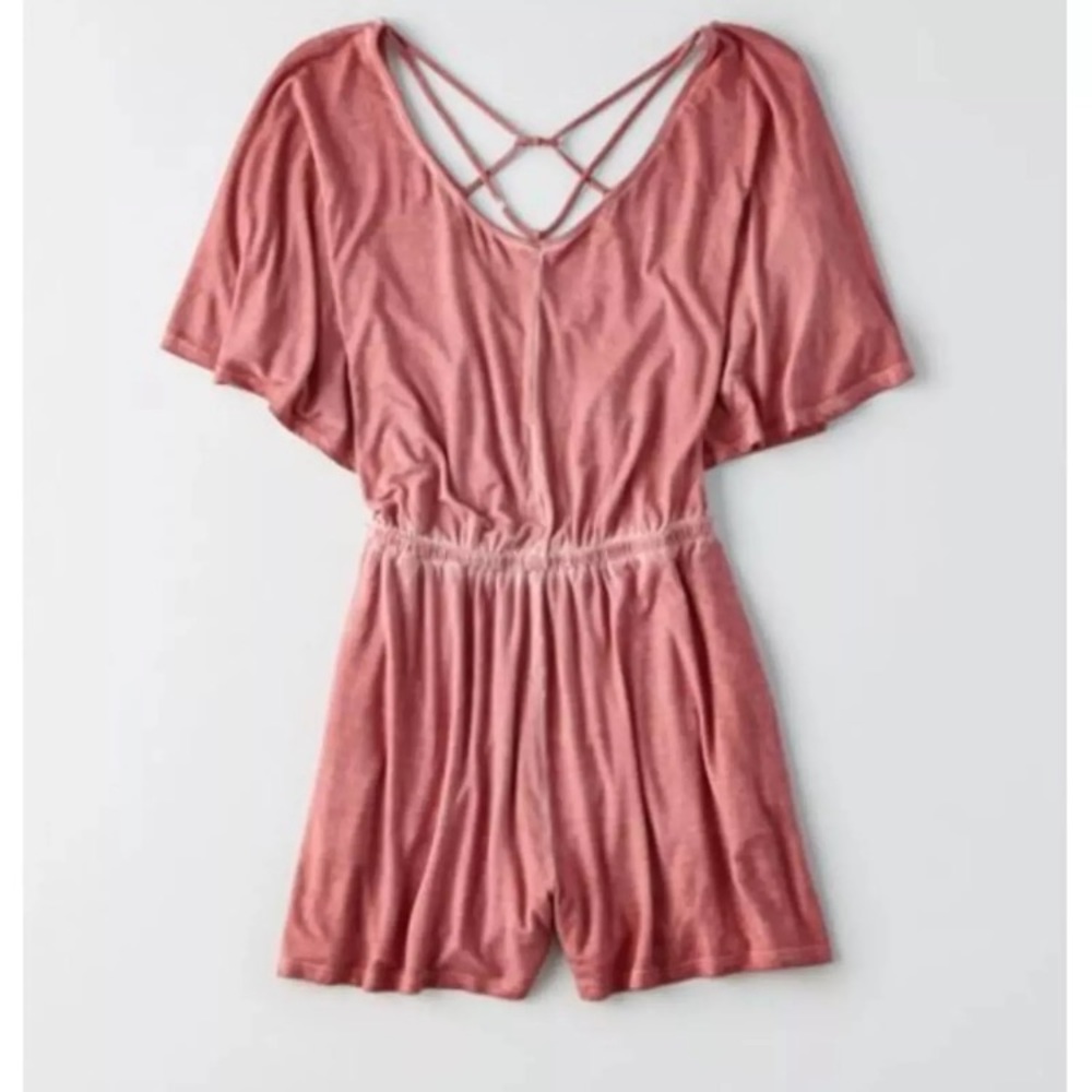 NWT AEO Soft + Sexy Strappy Flutter Sleeve Romper